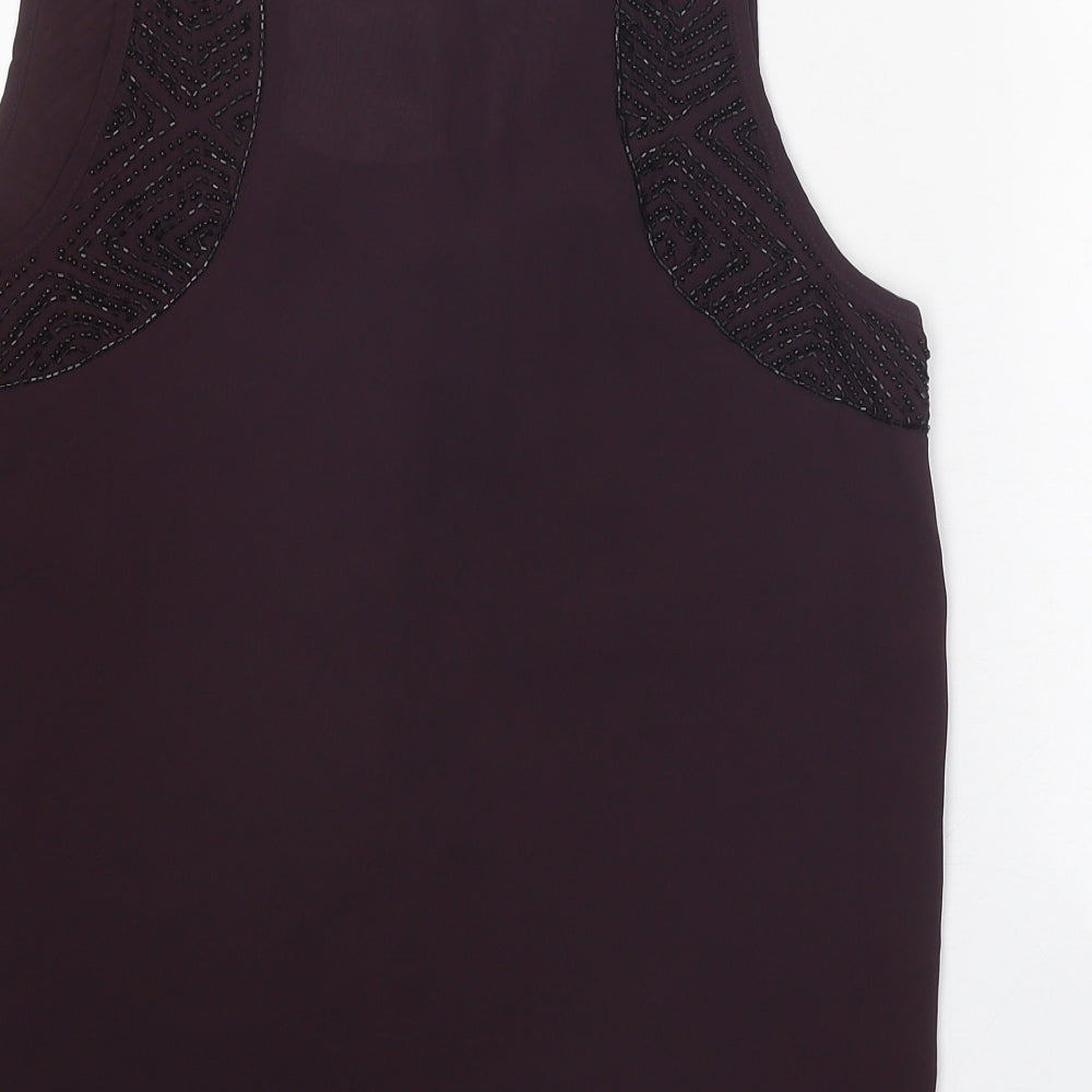 Topshop Womens Purple Polyester Basic Blouse Size 10 Round Neck