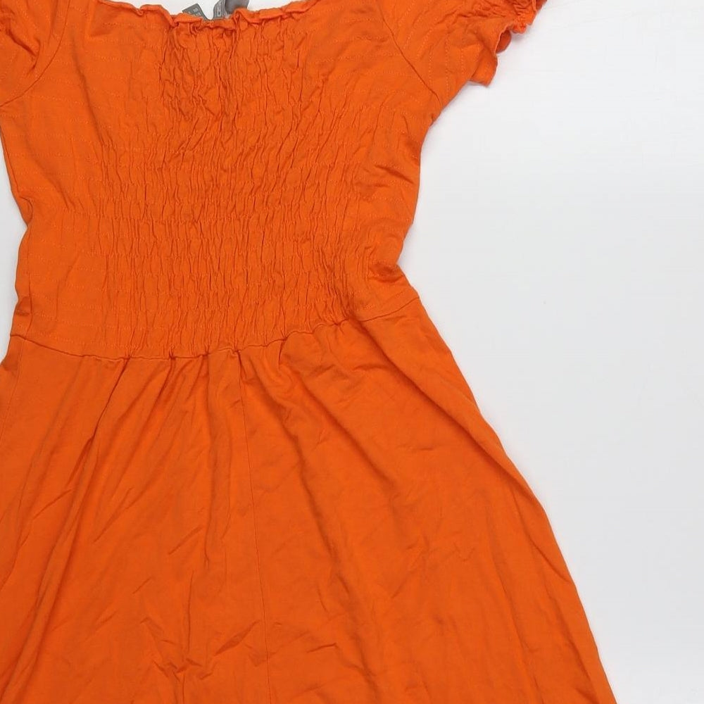 ASOS Womens Orange Viscose A-Line Size 6 Off the Shoulder Pullover