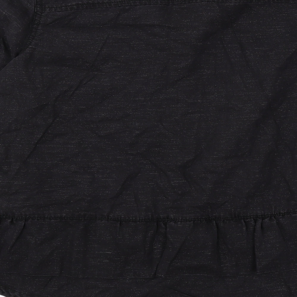 NEXT Womens Black Polyester Basic Button-Up Size 8 Collared