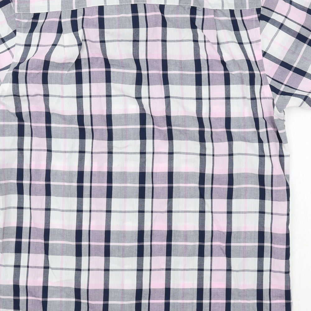 Cedarwood State Mens White Plaid Polyester Button-Up Size S Collared Button