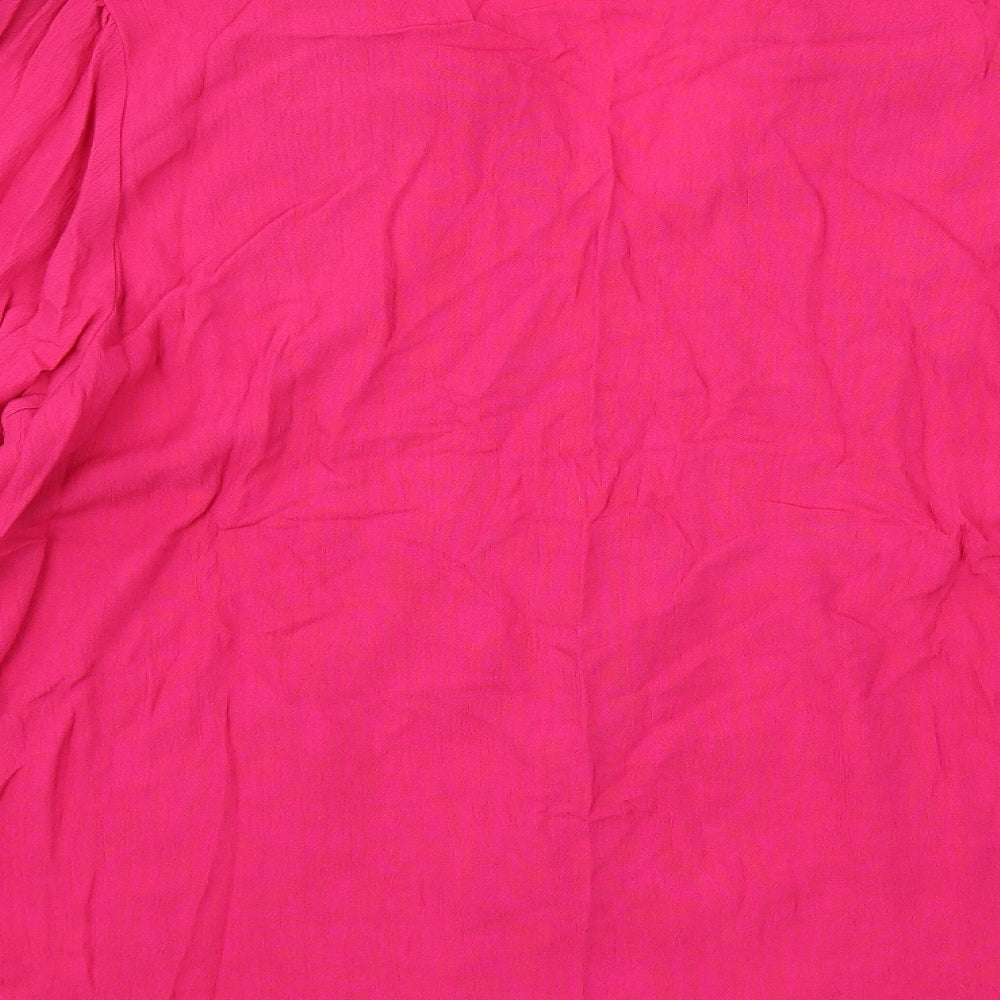 F&F Womens Pink Polyester Basic Blouse Size 8 V-Neck