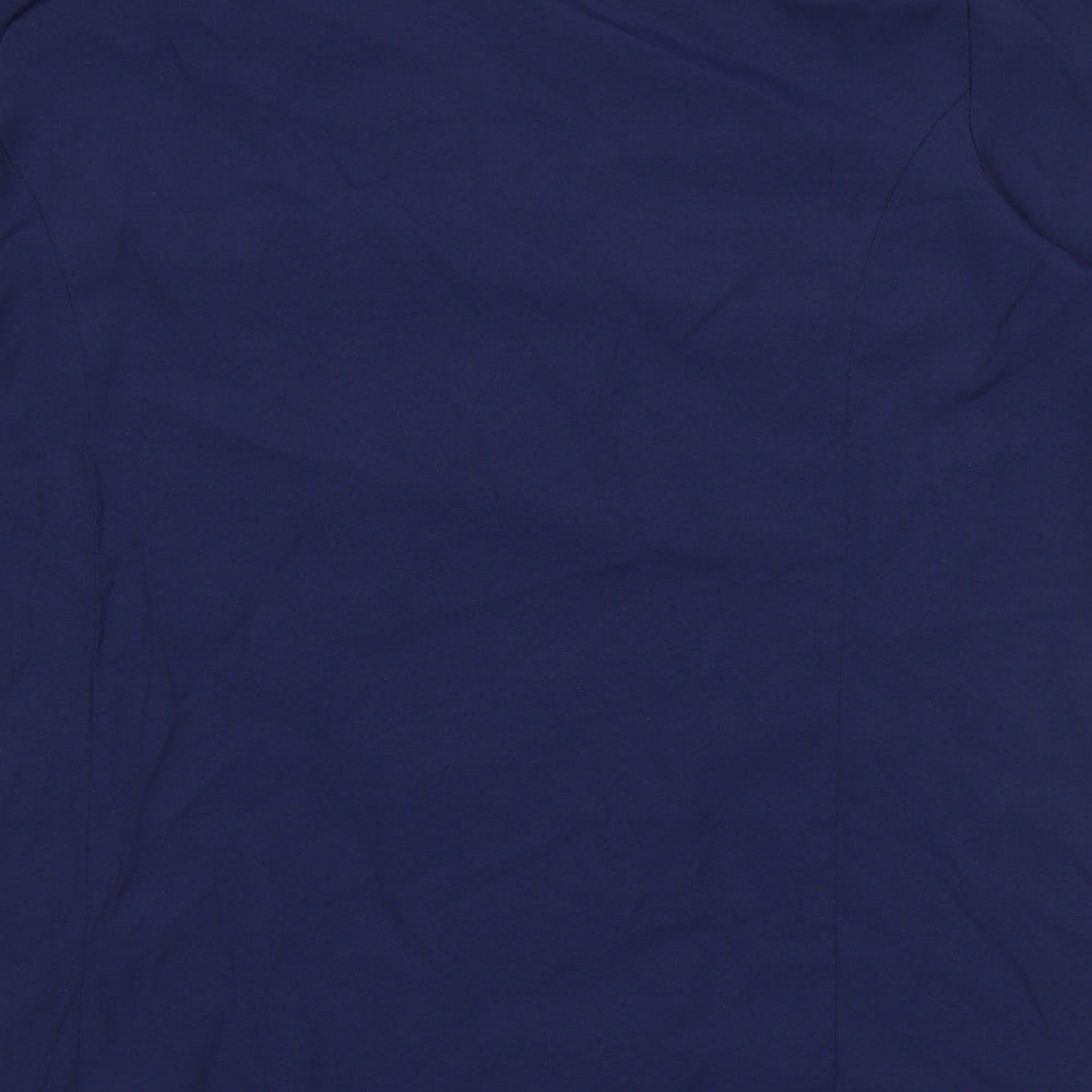 Preworn Womens Blue Viscose Basic Button-Up Size 12 V-Neck