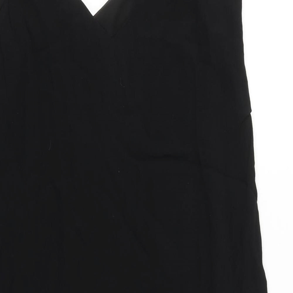 Topshop Womens Black Polyester Shift Size 6 V-Neck Pullover