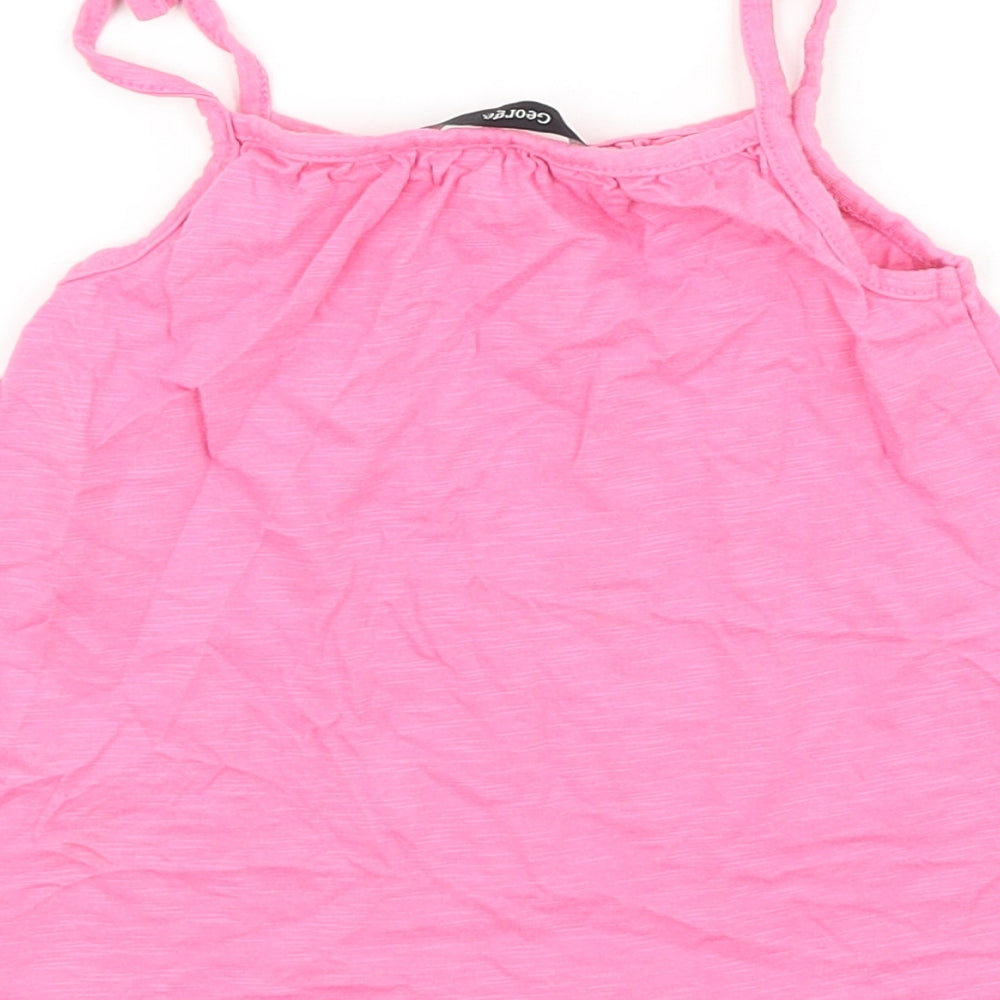 George Girls Pink 100% Cotton Basic Tank Size 3-4 Years Round Neck Pullover