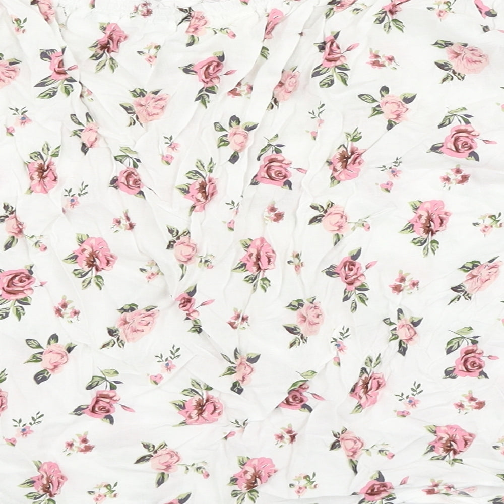 Passport Womens White Floral Viscose Basic Blouse Size M Off the Shoulder - Bardot
