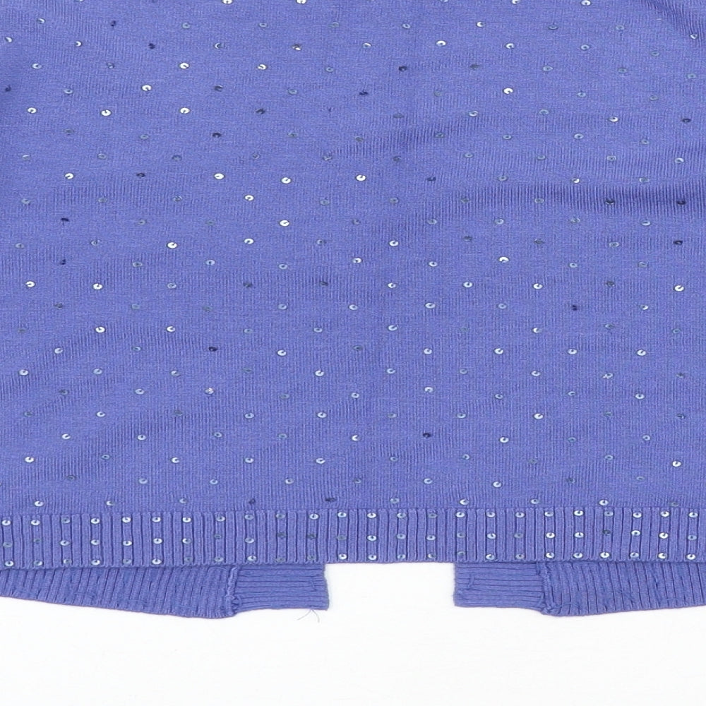 M&Co Womens Purple V-Neck Polyester Shrug Jumper Size S