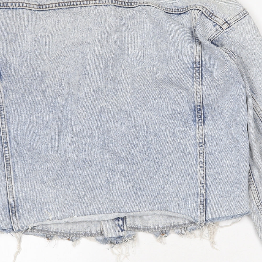 Denim & Co. Womens Blue Jacket Size 8 Button