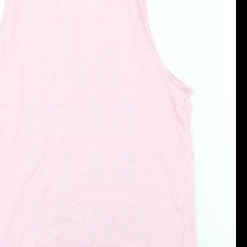 H&M Womens Pink Cotton Basic Tank Size S Round Neck
