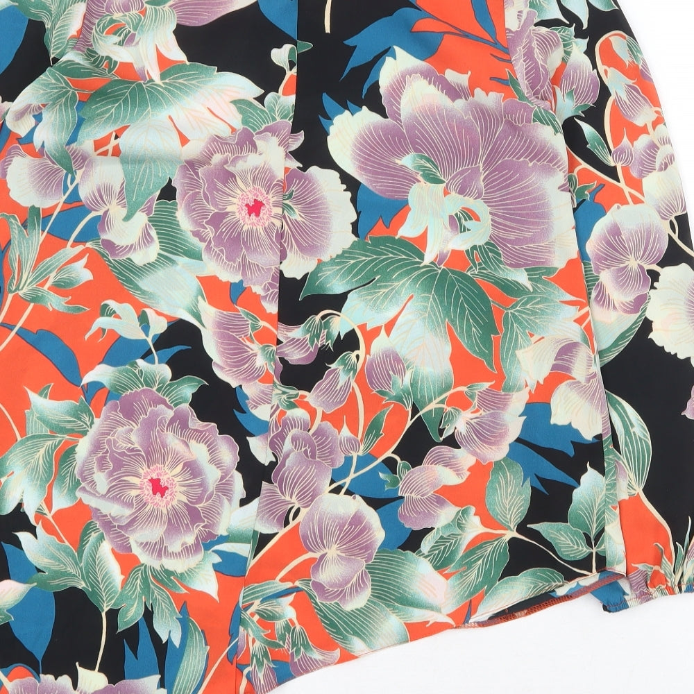 Dorothy Perkins Womens Multicoloured Floral Polyester Basic Blouse Size 10 Boat Neck - Asymmetric
