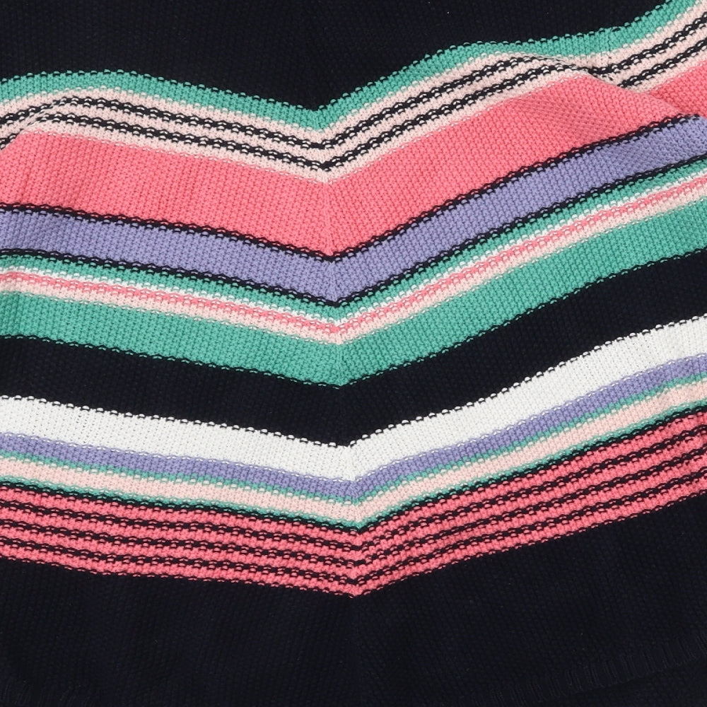 M&Co Womens Multicoloured Boat Neck Geometric Cotton Pullover Jumper Size 14