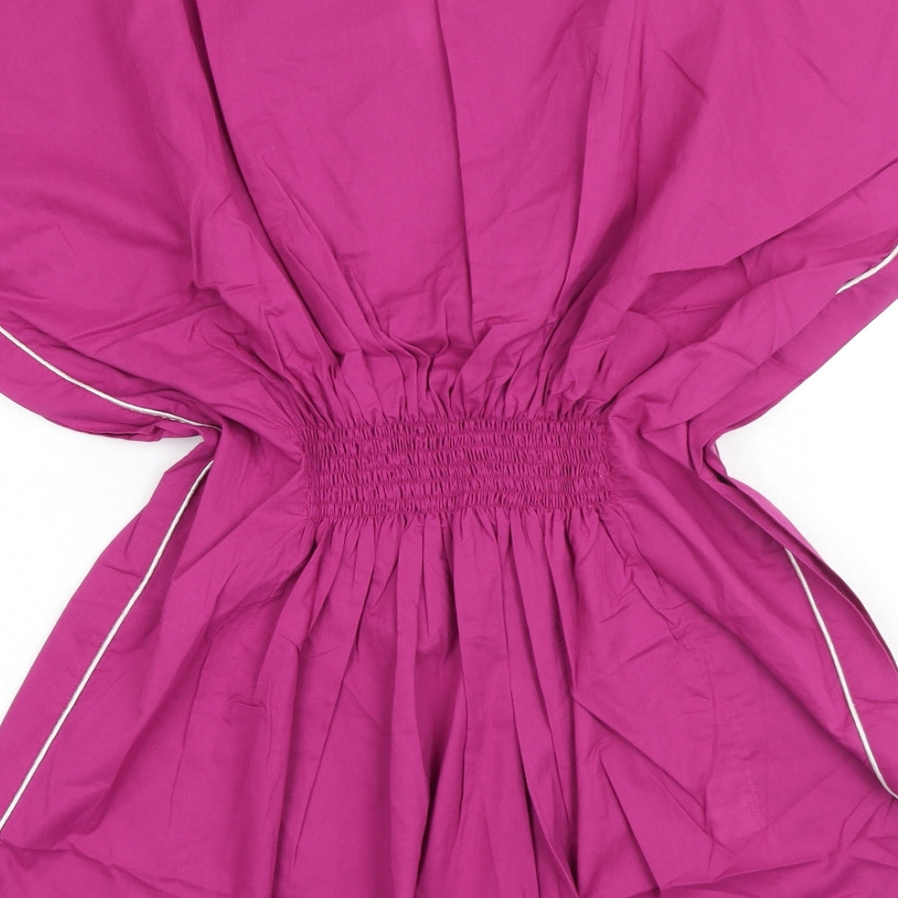Spirit of Arabia Womens Pink Geometric Cotton Basic Blouse Size L V-Neck