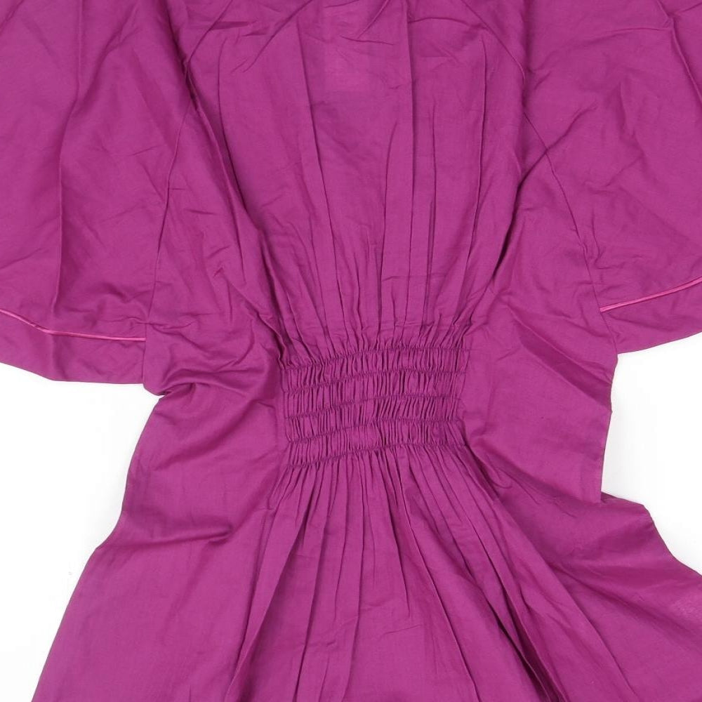 Spirit of Arabia Womens Purple Geometric Cotton Basic Blouse Size L V-Neck