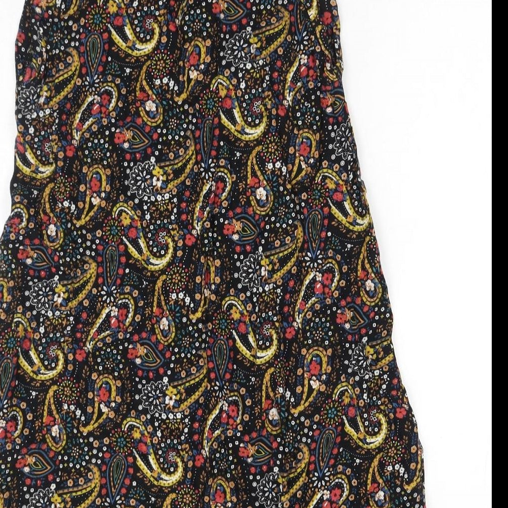 Cooperative Womens Black Paisley Viscose Basic Blouse Size S Collared