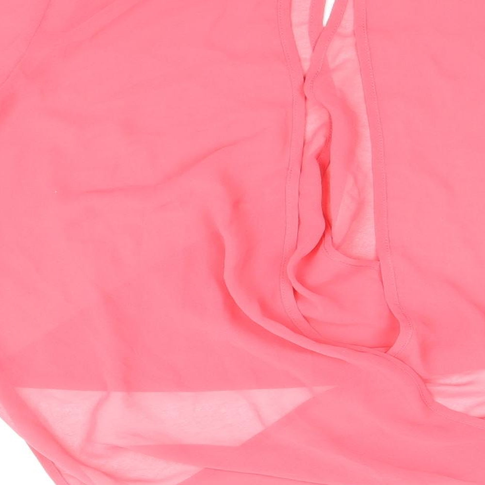 Topshop Womens Pink Polyester Basic Blouse Size 8 Round Neck