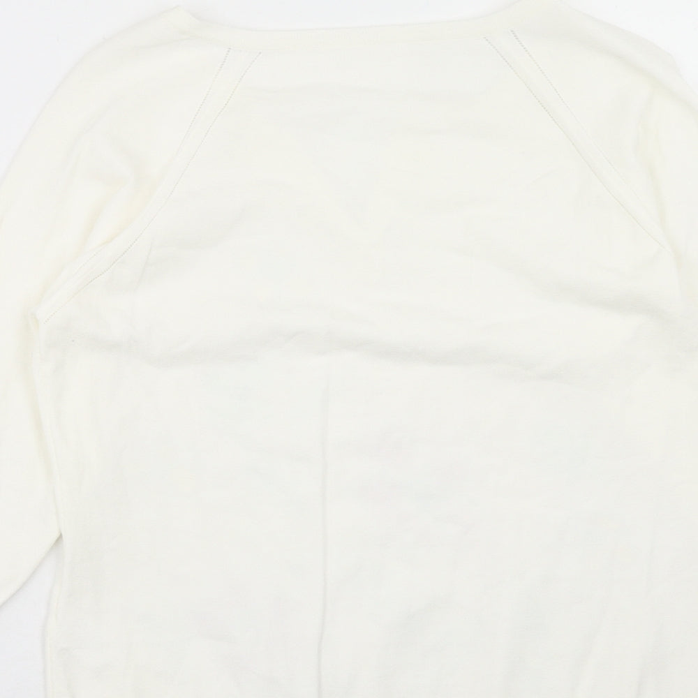 Apange Womens Ivory V-Neck Viscose Pullover Jumper Size M