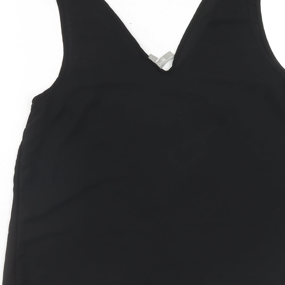 ASOS Womens Black Polyester Basic Tank Size 14 V-Neck