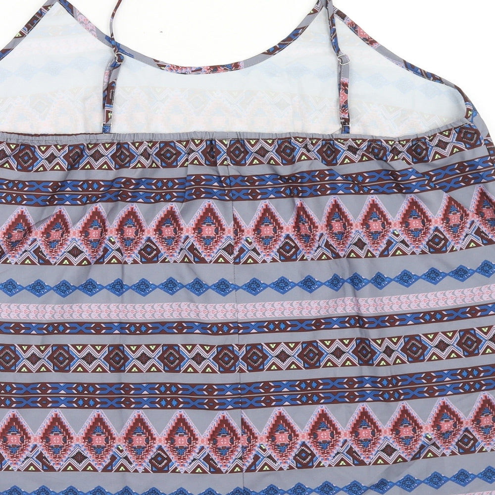 Preworn Womens Multicoloured Geometric Polyester Camisole Tank Size 2XL Scoop Neck