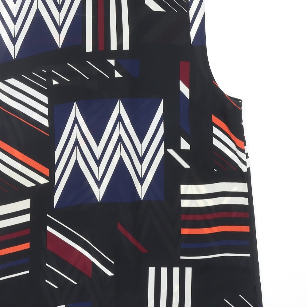 F&F Womens Black Geometric Polyester Basic Blouse Size 12 Collared