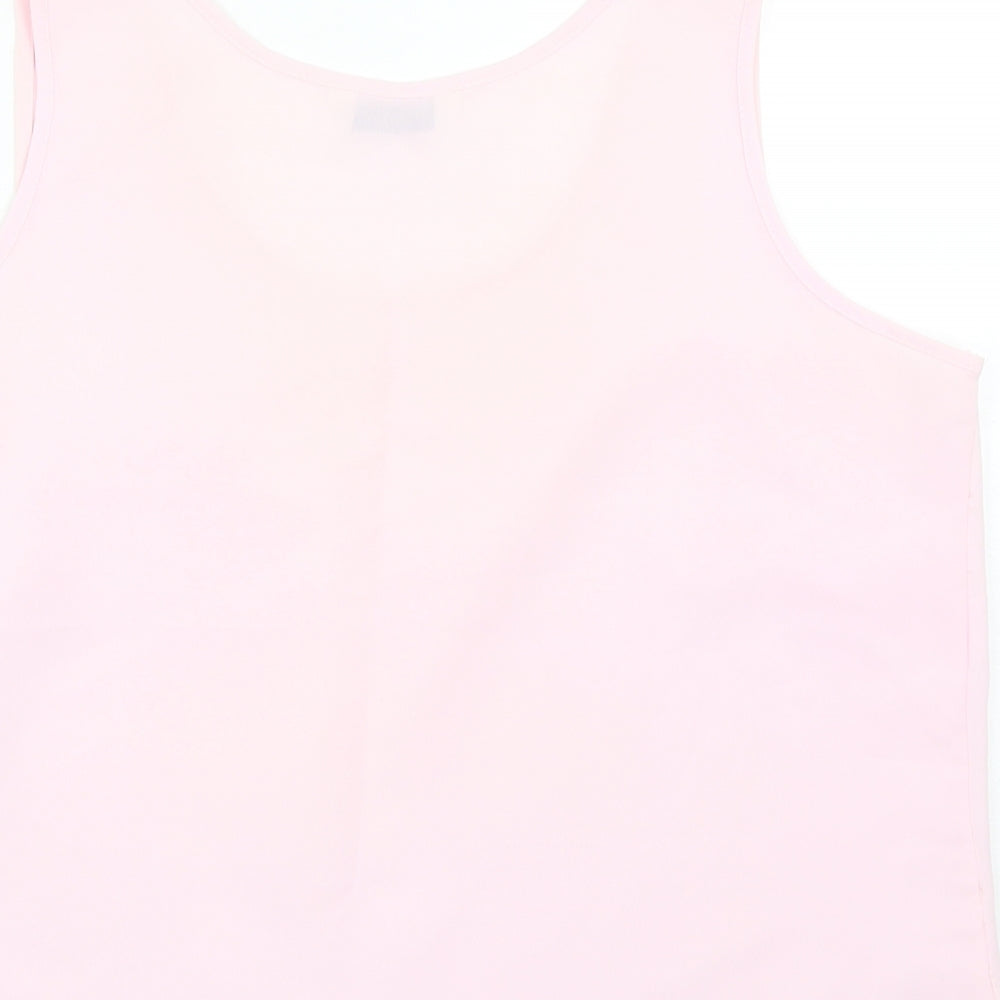 Fosby Womens Pink Polyester Basic Tank Size 16 Round Neck