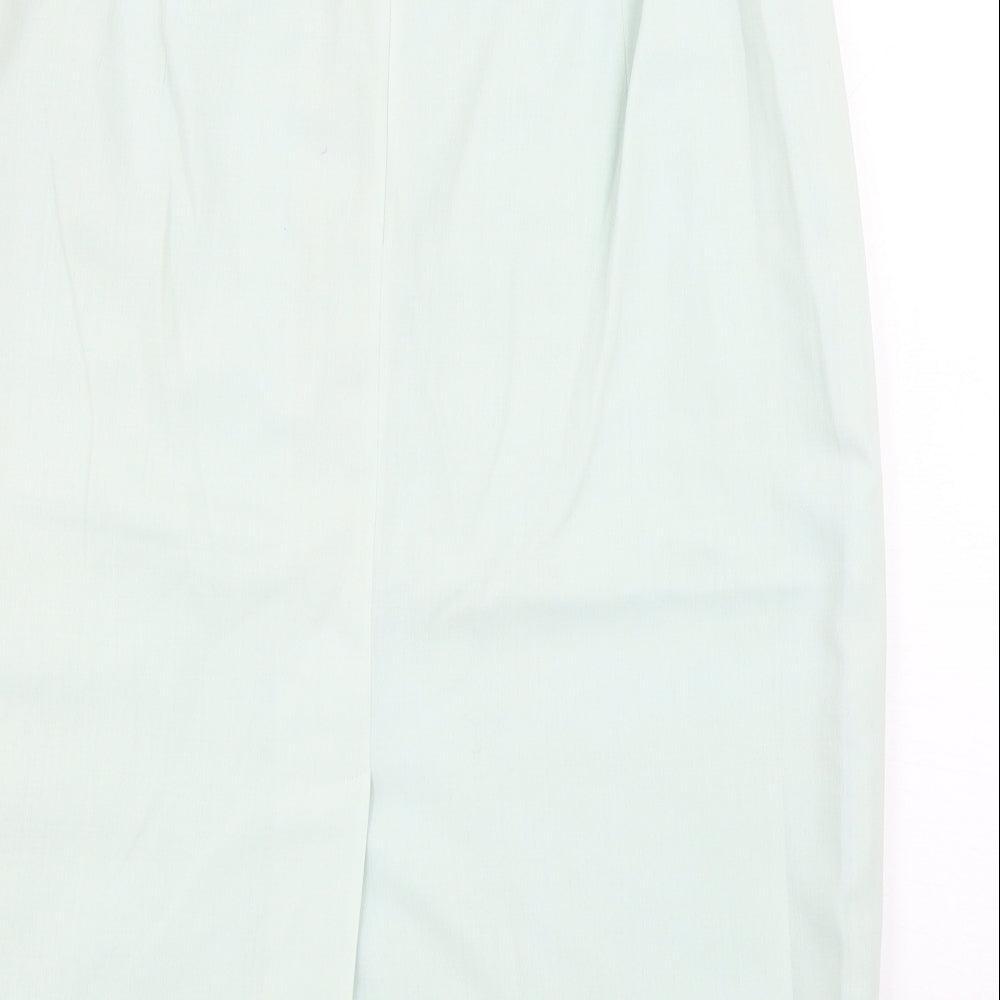 Preworn Womens Green Wool Straight & Pencil Skirt Size 14 Button