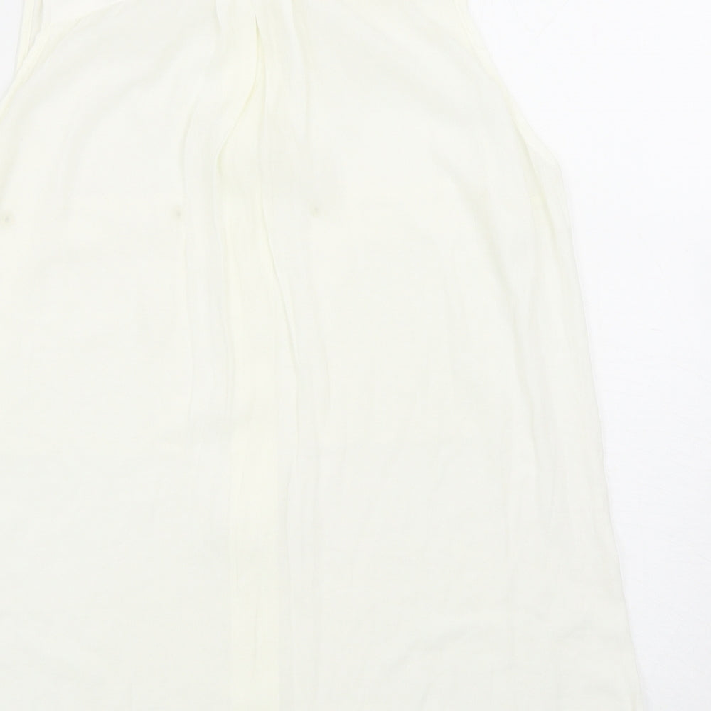 NEXT Womens Ivory Polyester Basic Blouse Size 12 Round Neck