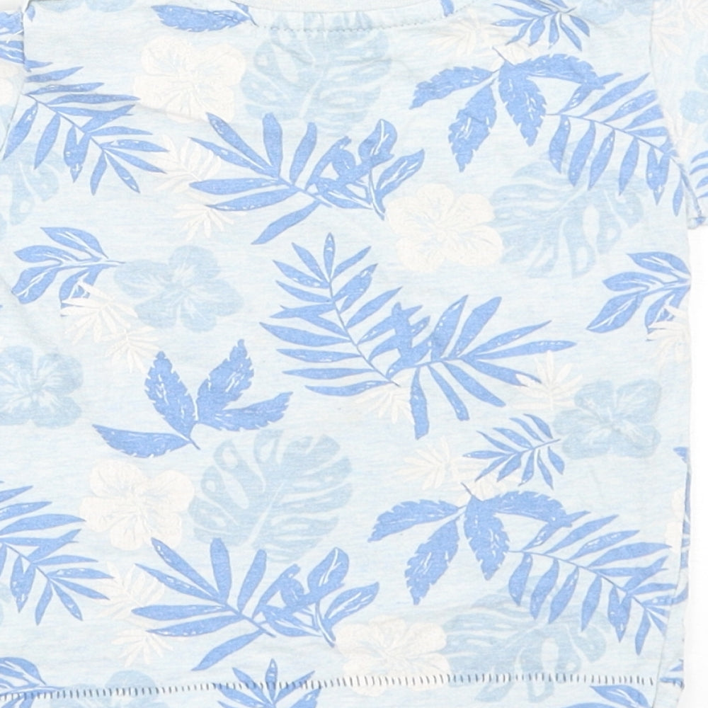 George Boys Blue Geometric Cotton Basic T-Shirt Size 9-12 Months Round Neck Snap