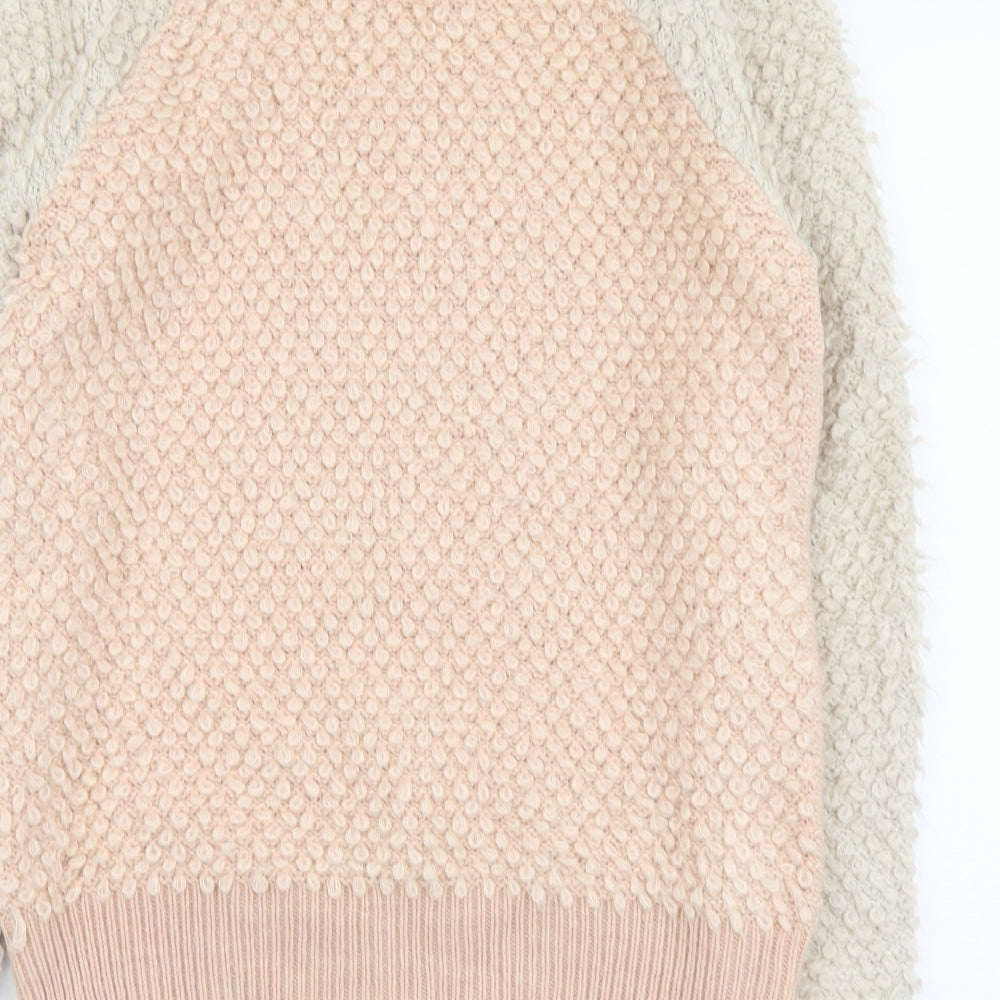 NEXT Womens Pink Round Neck Acrylic Full Zip Jumper Size 8