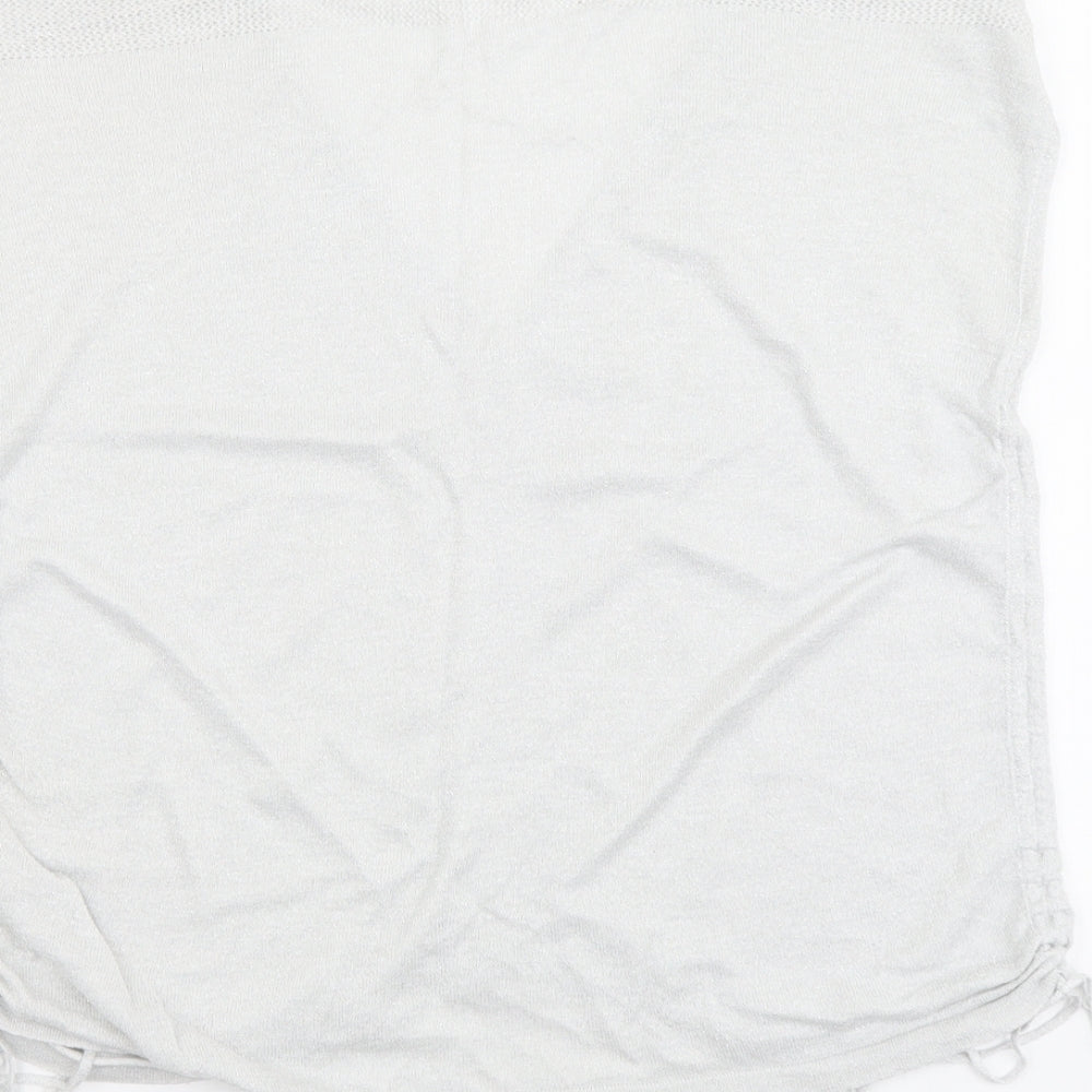 NEXT Womens Silver Viscose Basic Tank Size 12 V-Neck - Side Tie Detail