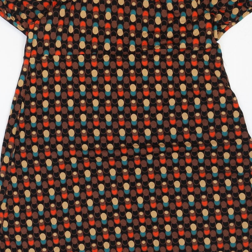 EVIE Womens Multicoloured Geometric Viscose A-Line Size 10 Scoop Neck Pullover