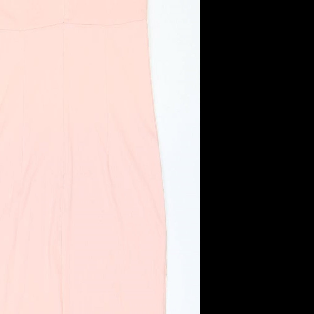 Sheilay Womens Pink Polyester Pencil Dress Size S V-Neck Zip