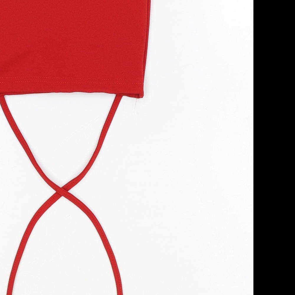 PRETTYLITTLETHING Womens Red Polyester Cropped Tank Size 6 Square Neck