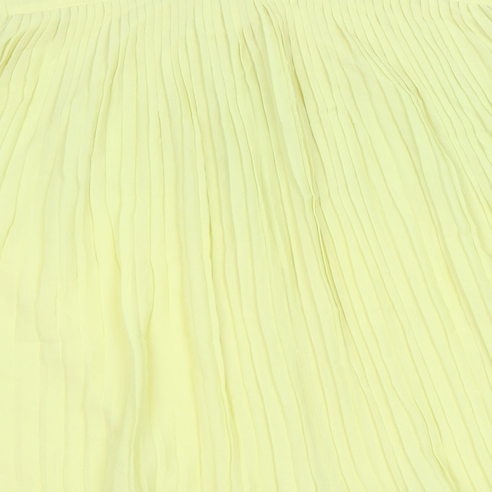 Marie Claire Womens Yellow Polyester Basic Button-Up Size XS Round Neck