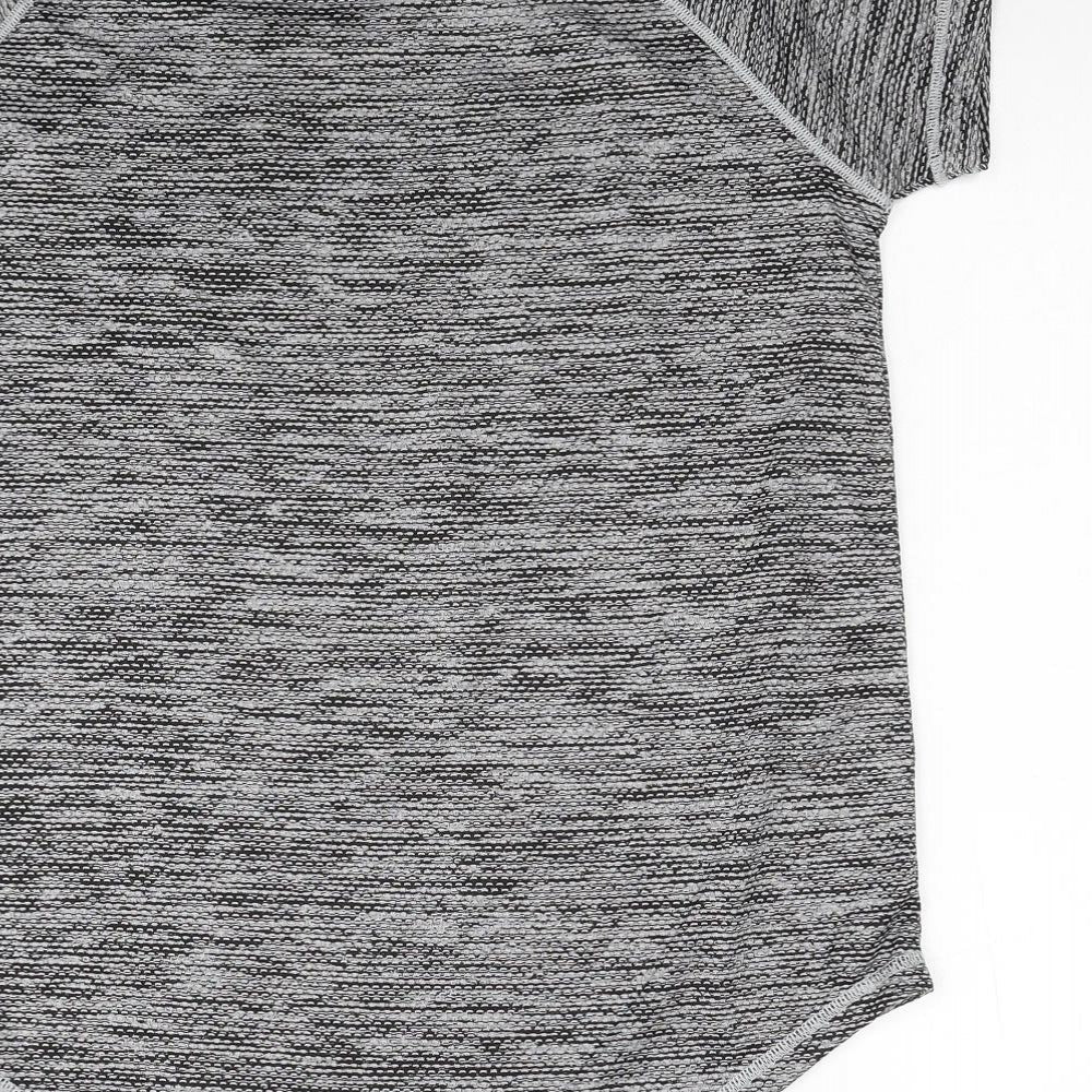 Active Womens Grey Polyester Basic T-Shirt Size L Round Neck