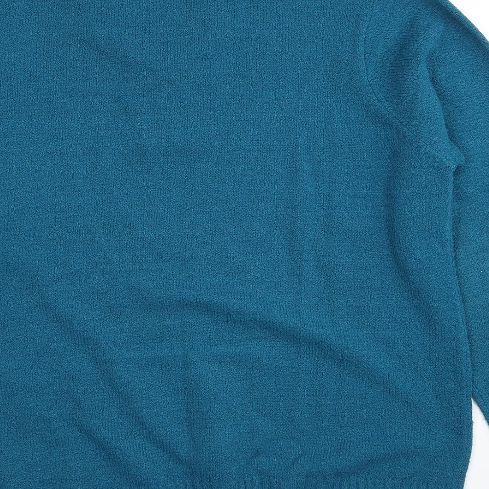 EWM Womens Blue Collared Acrylic Pullover Jumper Size 14 - Size 14-16