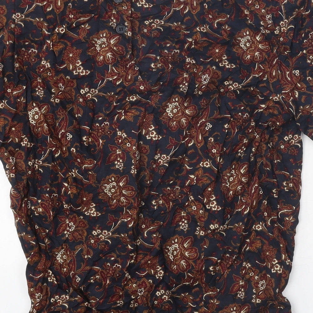 Rena Rowan Womens Multicoloured Geometric Polyester Basic Blouse Size 6 Round Neck