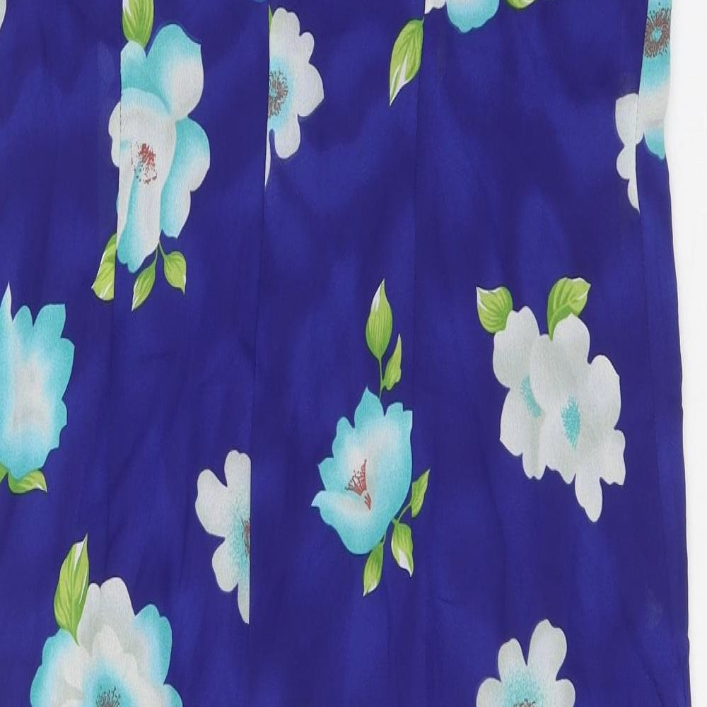 R&K Womens Blue Floral Polyester Shift Size 16 Scoop Neck Pullover