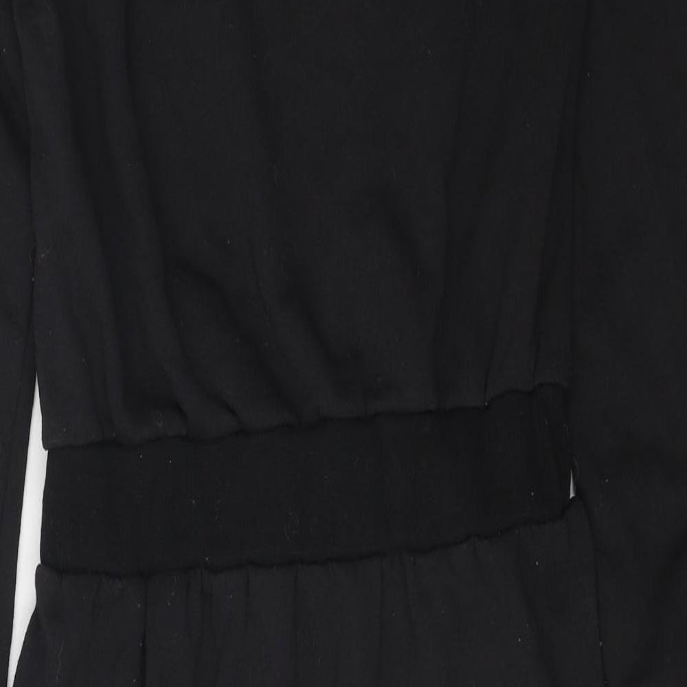Kaleidoscope Womens Black Polyester Pencil Dress Size M Scoop Neck Pullover - Faux Fur Details