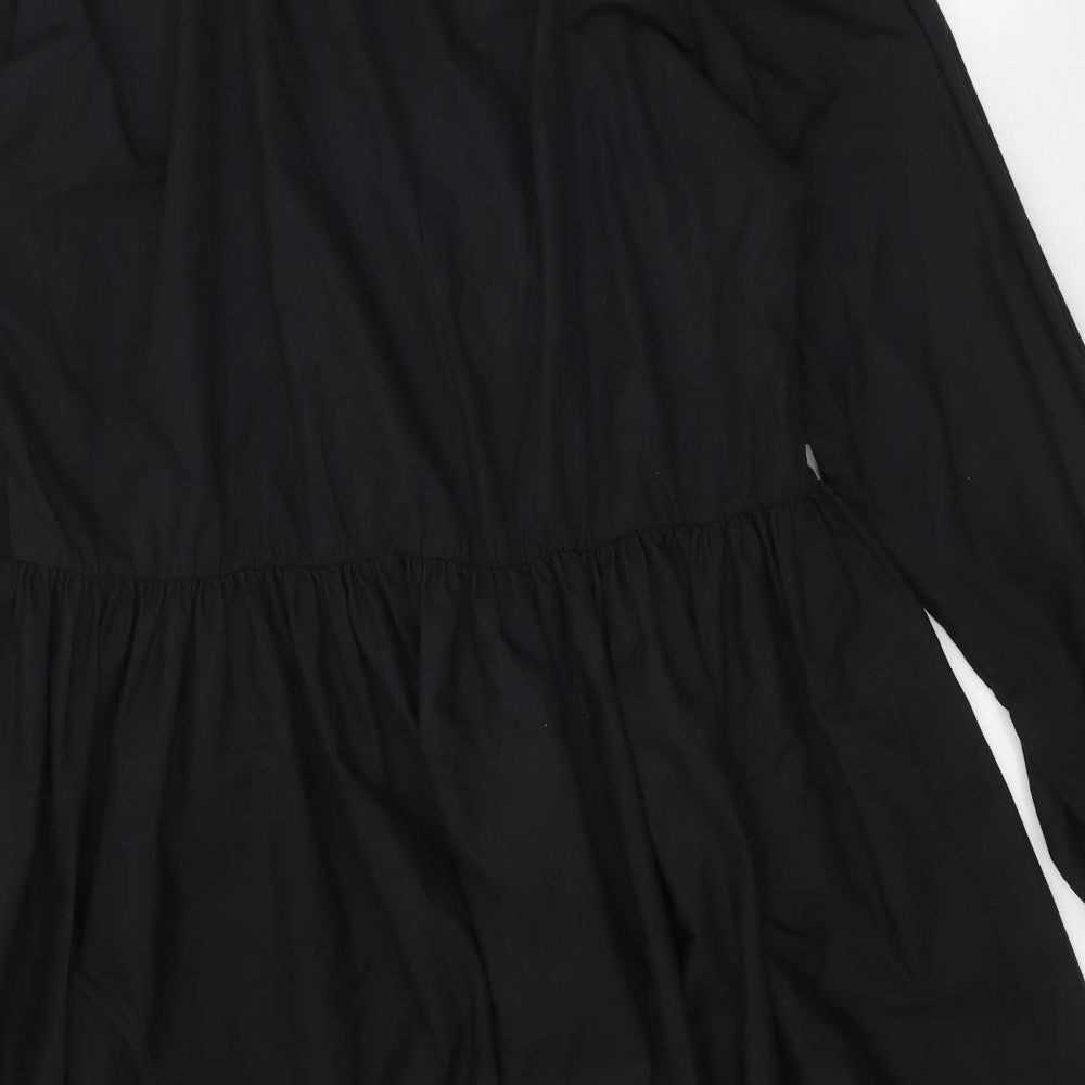 ASOS Womens Black Polyester Skater Dress Size 10 V-Neck Pullover