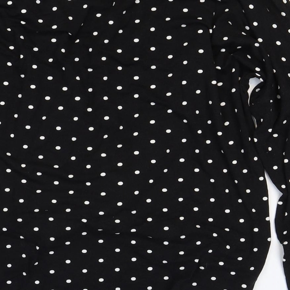George Womens Black Polka Dot Viscose Basic Blouse Size 10 Boat Neck