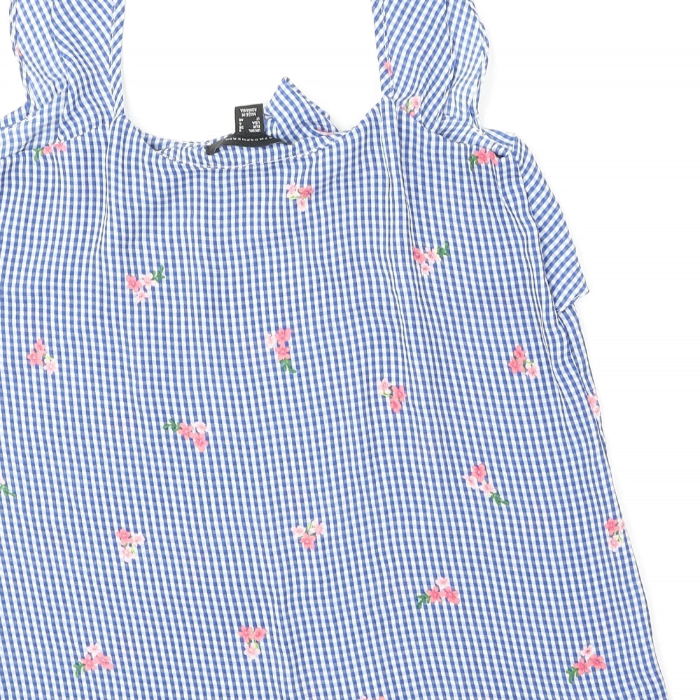 Atmosphere Womens Beige Check Polyester Basic Tank Size 8 Round Neck - Flower Detail