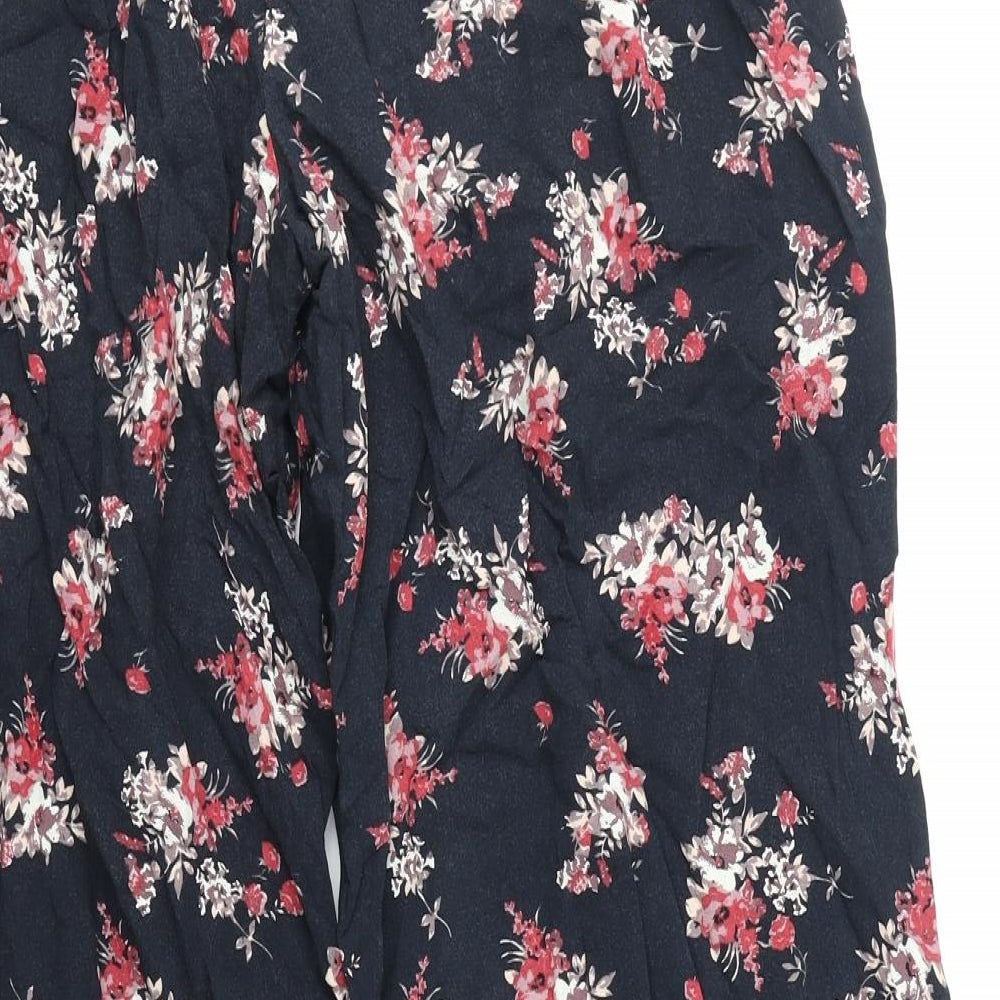 Dizzy Lizzy Womens Black Geometric Polyester Trousers Size XL Regular
