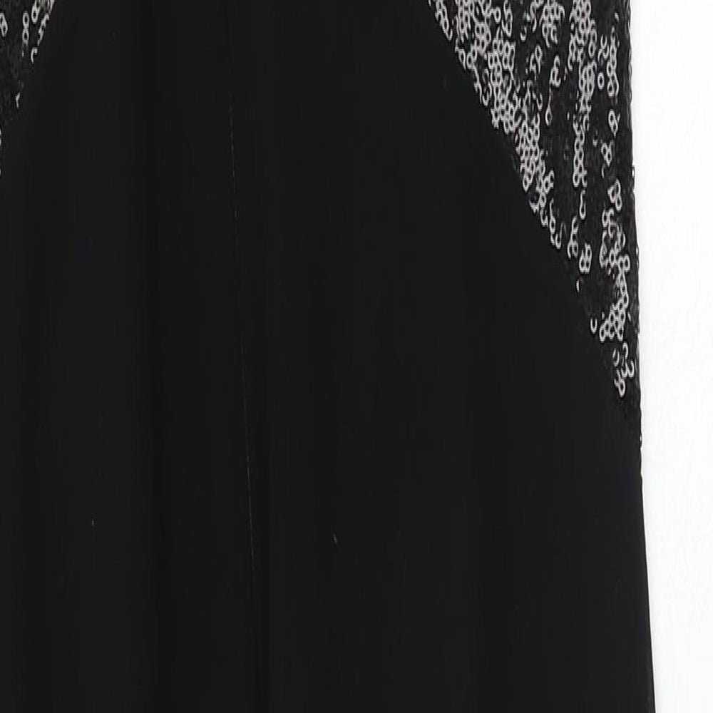 Wallis Womens Black Polyester Ball Gown Size 8 Round Neck Zip
