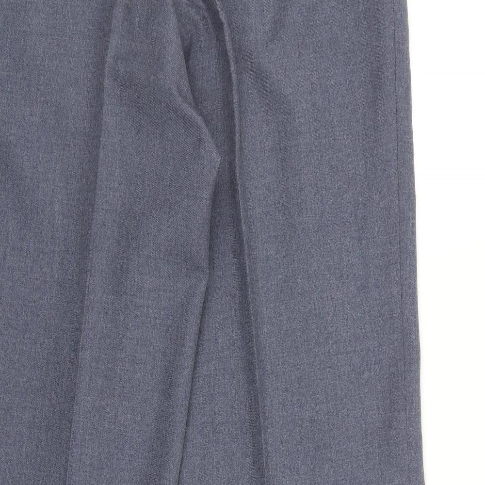 St Michael Mens Blue Polyester Dress Pants Trousers Size 34 in L33 in Regular Zip