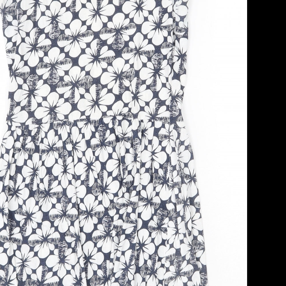 South Womens White Geometric 100% Cotton A-Line Size 10 Scoop Neck Pullover