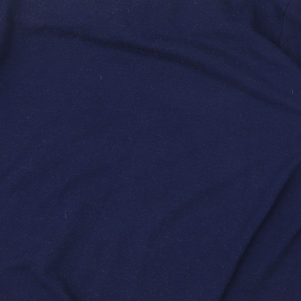 Isle Essentials Womens Blue Polyester Basic Blouse Size M V-Neck