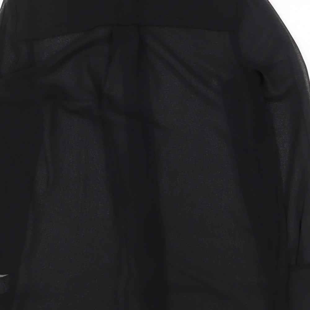 NEXT Womens Black Polyester Basic Button-Up Size 12 V-Neck