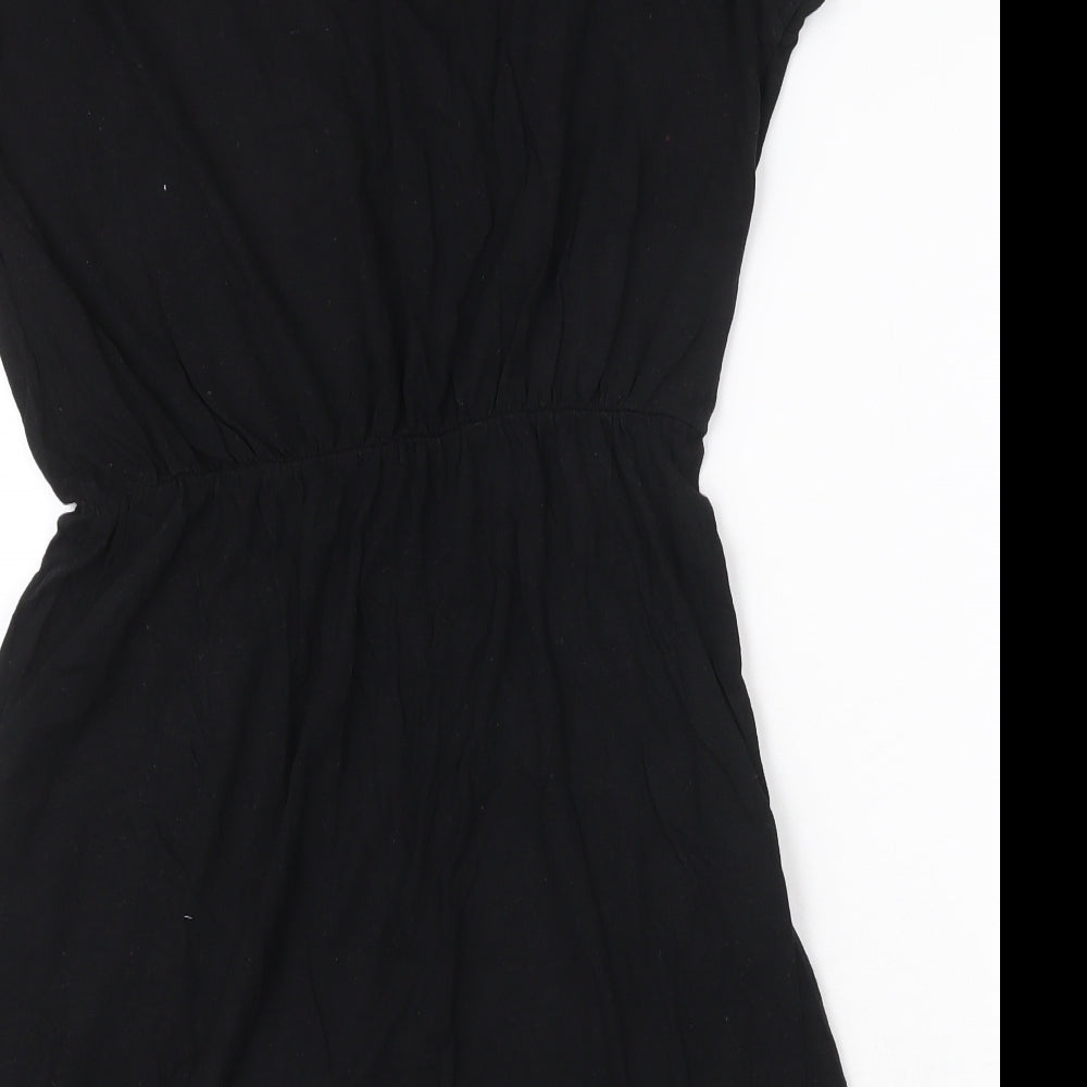 H&M Womens Black Cotton T-Shirt Dress Size S Round Neck Pullover