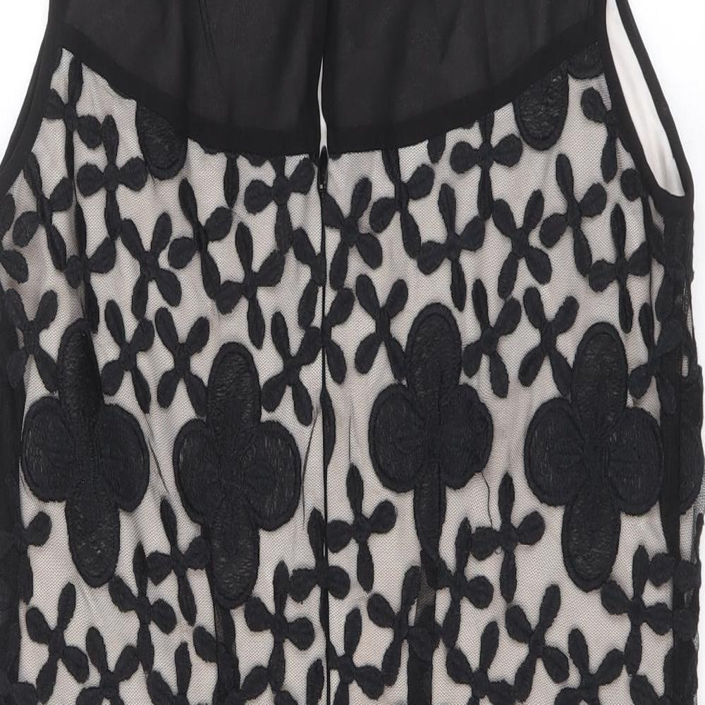 Matalan Womens Black Geometric Polyester A-Line Size 10 Boat Neck Zip