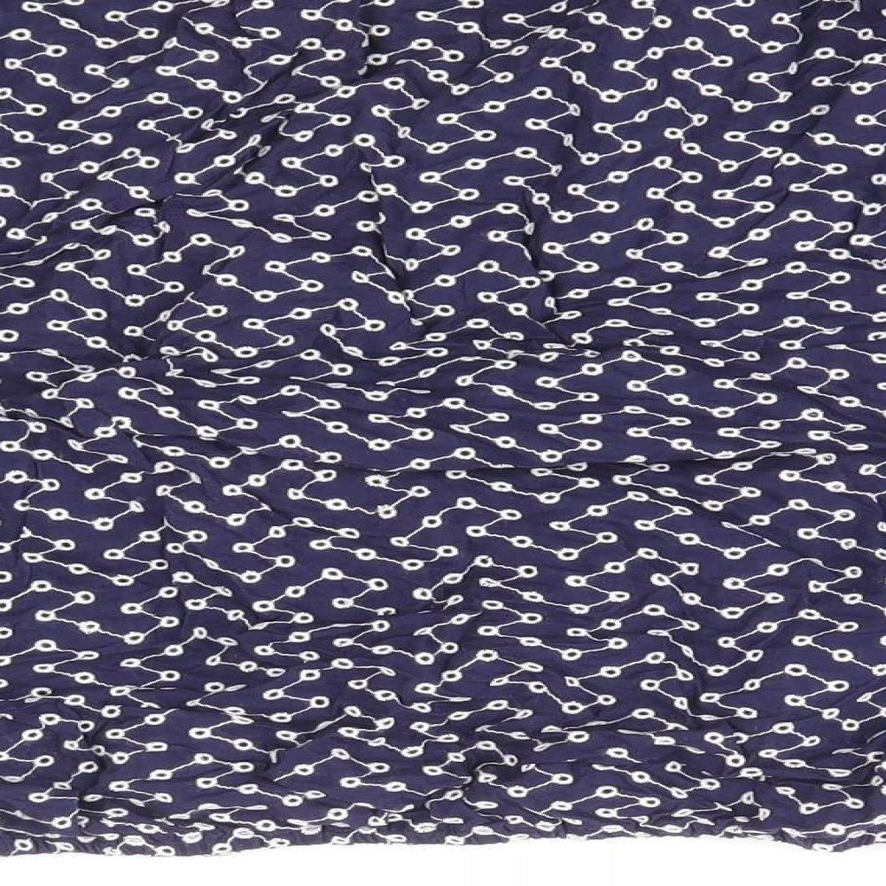 Warehouse Womens Blue Geometric 100% Cotton Basic Blouse Size 8 Off the Shoulder - Broderie Anglaise