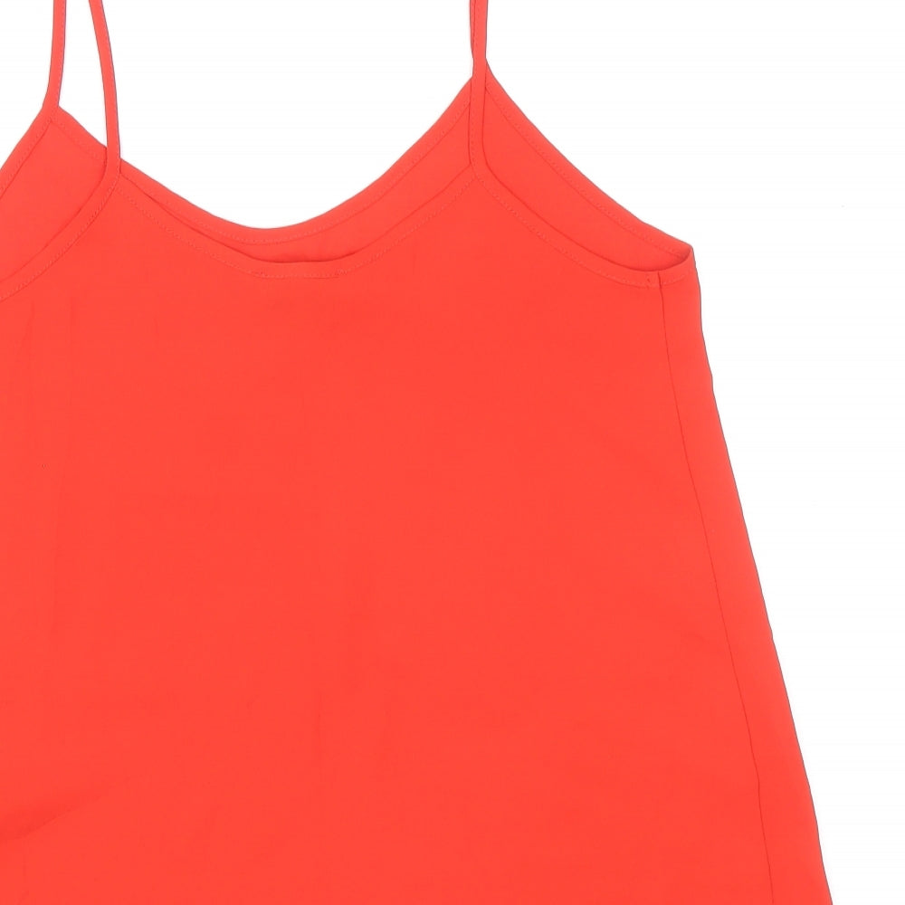 Topshop Womens Red Polyester Basic Tank Size 8 V-Neck